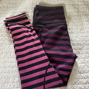 Zyia Active Purple Ombre Purple Stripe Pocket Light n Tight Hi-Rise 7/8 24"